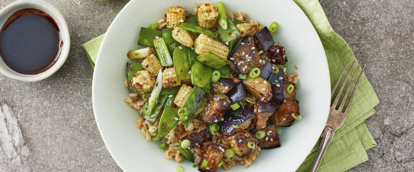 Cook Teriyaki Aubergine Donburi in 20 mins Simply Cook